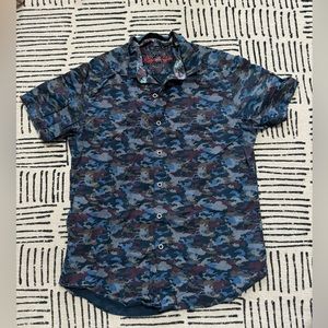 Robert Graham Shirt Men's Small Barberry Classic Fit Short Sleeve